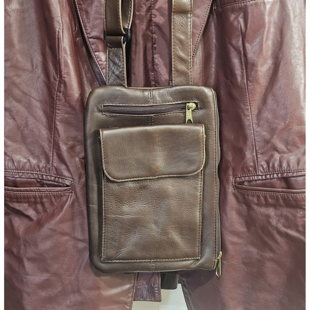 EUC Vtg HOBO International Brown Leather Crossbody Organizer Bag Made n Colombia - Picture 8 of 8